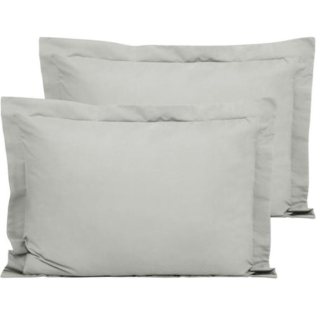 100% Egyptian Cotton Sateen Weave-Luxurious 600 Thread Count Pillow Shams | Set of 2 | Euro Size 26" x 26"(Inches) Silvery Grey Solid.