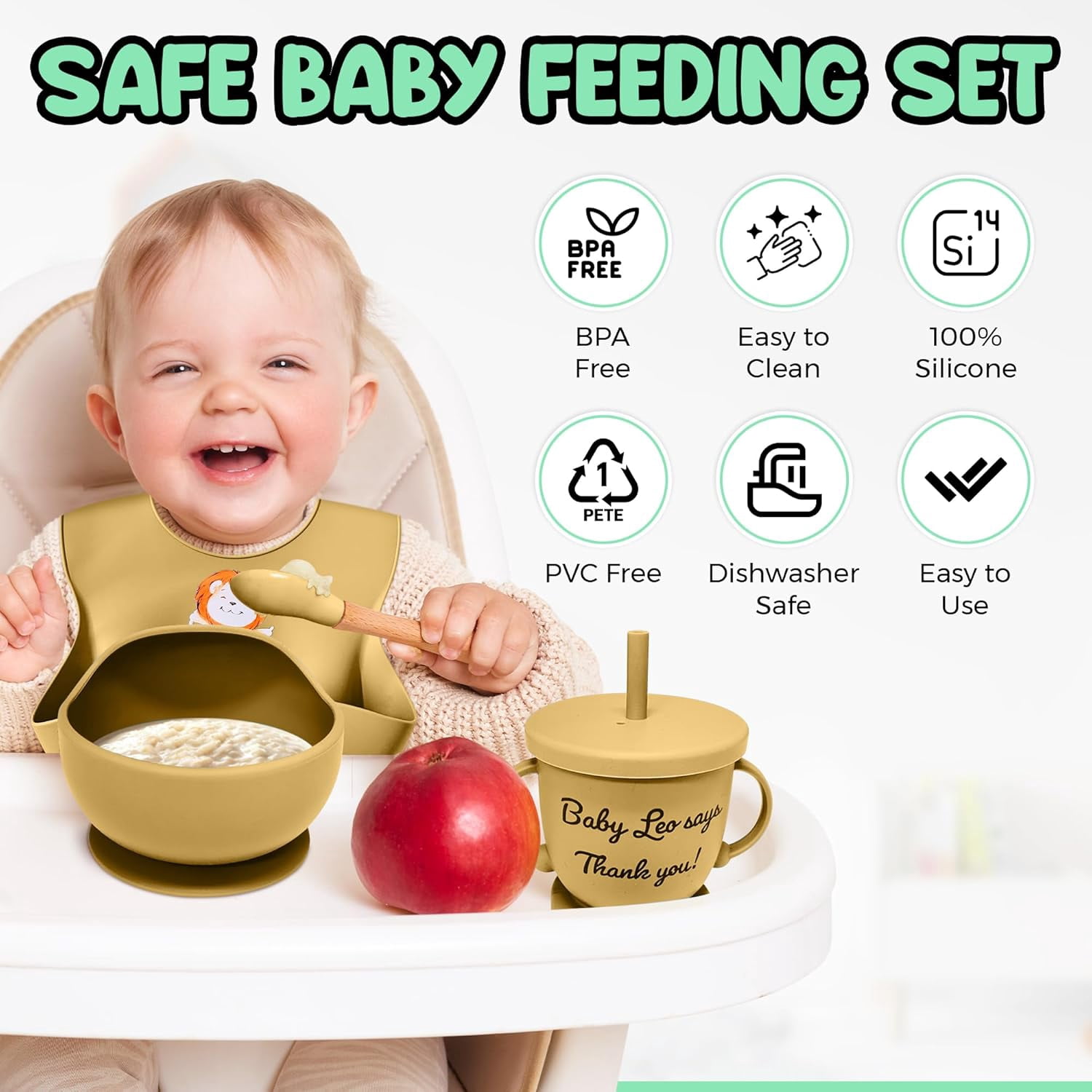 Aha Essentials Baby Feeding Set 12-Piece Silicone Beige