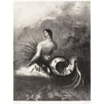 thumbnail image 2 of Redon, Odilon 19x24 Black Ornate Wood Framed with Double Matting Museum Art Print Titled - The Siren Clothed In Barbs, Emerged From the Waves, 2 of 4