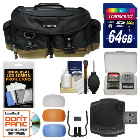 Canon 1EG Professional Digital SLR Camera Case - Gadget Bag with 64GB Card + Flash Diffusers + Kit