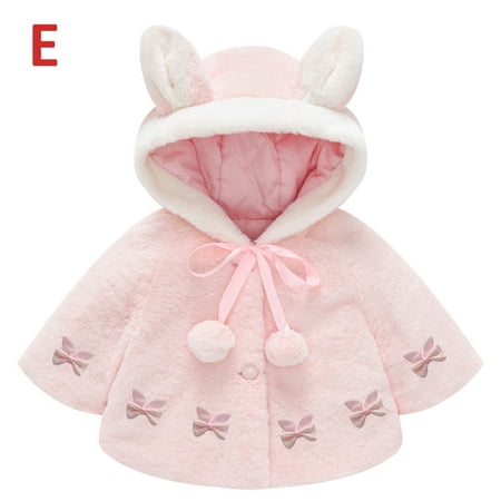 

Juebong Baby Clothing Deals For Days Toddler Girls Solid Color Plush Cute Rabbit Ears Winter Hoodie Thick Coat Cloak