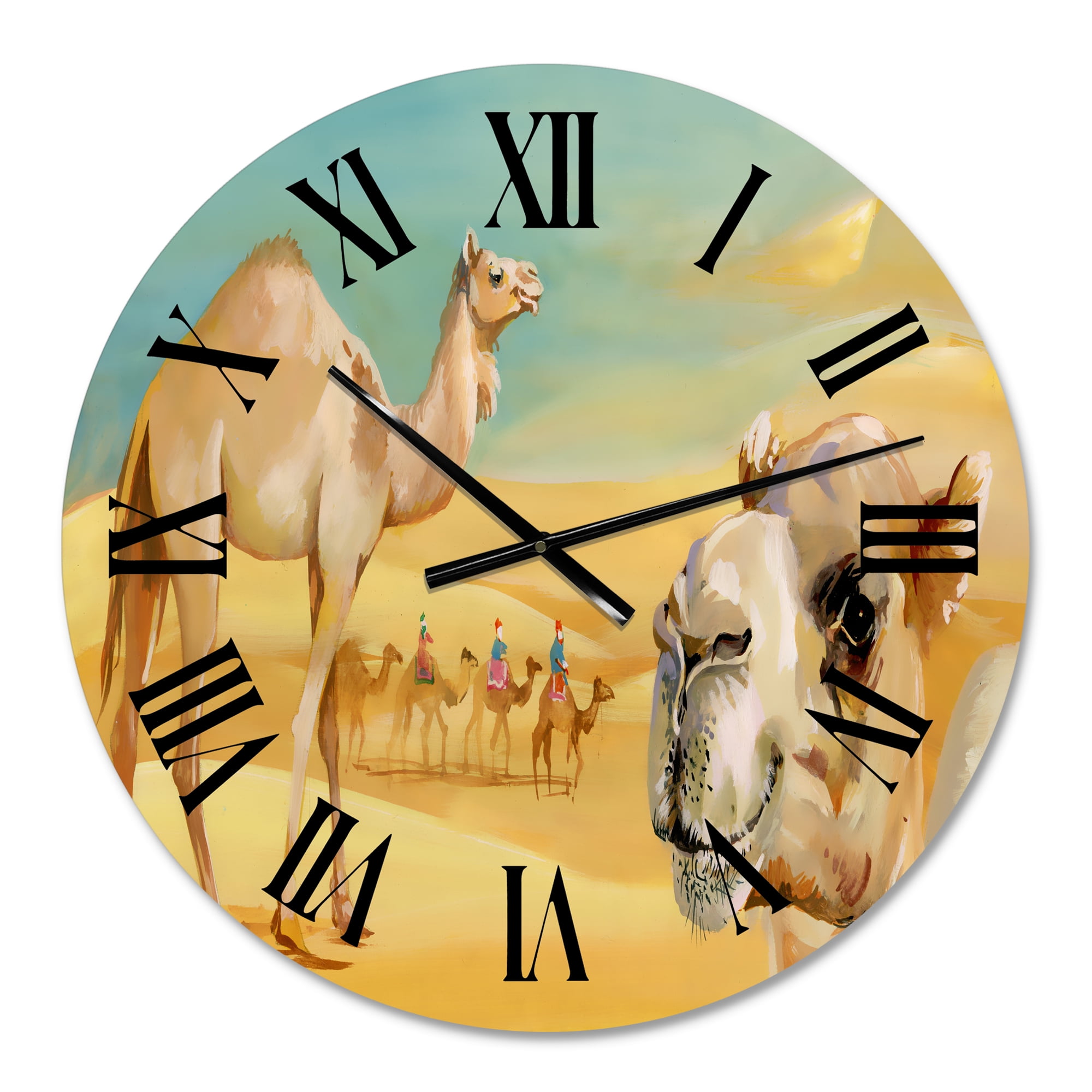 Designart 'Camels In The Desert' Farmhouse Wall Clock