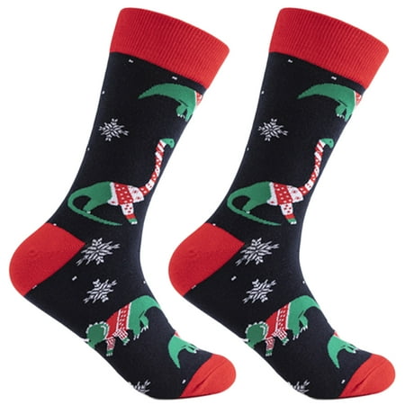 

Men Christmas Holiday Cotton Crew Socks Colorful Cartoon Santa Dinosaur Reindeer Printed Funny Festival Tube Stockings