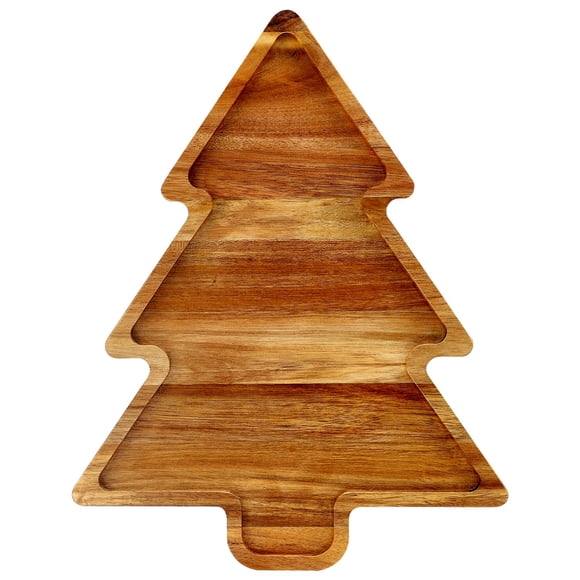 Bandeja de Árbol de Navidad de Madera de Acacia Renawe 38x30x2 cm