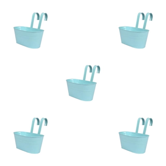 Ruiboury Detachable Hanging Flower Pot. Strong And Lightweight For Easy Gardening Multipurpose Fence Planters Light blue 5Set