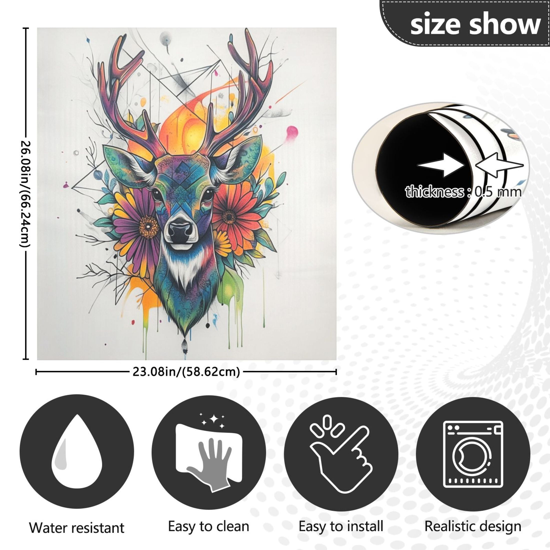 Dishwasher Magnetic Sticker 23x26 Inch Refrigerator Magnetic Sticker Washing Machine Magnetic Sticker Kitchen Panel Magnetic Sticker Home Decor Cartoon Color Deer