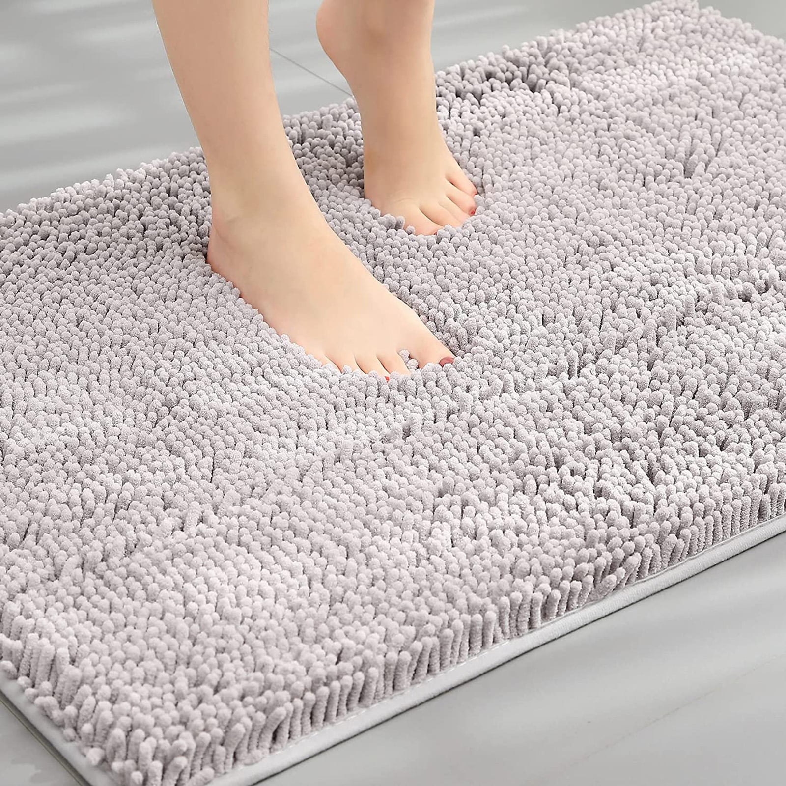 Dirt Trapper Door Mat, Non-Skid/Slip Machine Washable Microfiber Entrance Rug, Shoes Scraper, Dog Door Mat, Super Absorbent Floor Mat for Muddy Wet Shoes and Paws Gray 35”×24“