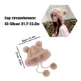 thumbnail image 2 of Gorro de punto de felpa con pompones de cuerdas, lindo gorro cálido de lana para actividades al aire libre de otoño e invierno, 2 of 9