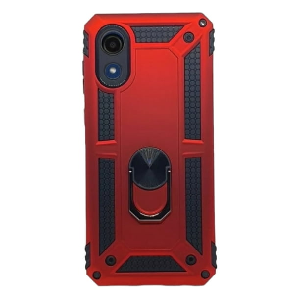 Funda Uso Rudo con Anillo Magnético Para Samsung A03 Core Cely Vesmir Rojo con 2 Micas de Cristal