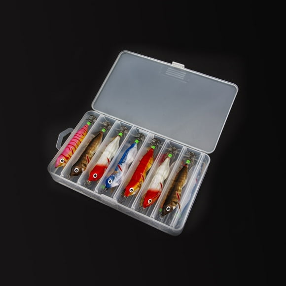 14pcs Light Squid Baits with Hook Shrimp Lure Fishing Glow Squid Lure Night Jig Lures Wear-resistant Equipment Energy-efficient Luminous Wobbler