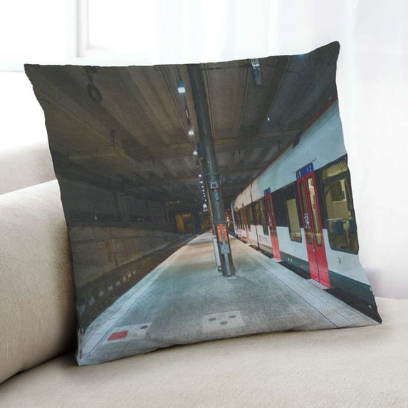 Ahgly Company Transportation Train Indoor Throw Pillow, 18 inch by 18 inch