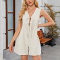 thumbnail image 2 of Lenpel Women's Casual Rompers Summer V Neck Sleeveless Tie Front Loose Jumpsuits 2025 Trendy Short Overalls, 2 of 7