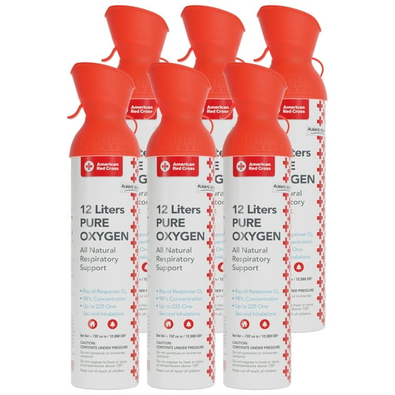 (6 Pack) Boost Oxygen American Red Cross 98% Pure Supplemental Canned Oxygen, 12L, Flavorless