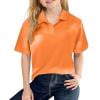 XADYUY Polo Shirts for Girls Size 7 Short Sleeve Polo Shirts for Girls Button Down Solid Color School Uniform Summer Collared Tshirts for Kids Girls,8-9 Years Orange