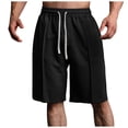 thumbnail image 2 of DDAPJ pyju Mens Cotton Bermuda Shorts Elastic Waist Drawstring Casual Athletic Shorts Lightweight Summer Beach Sweat Shorts with Pockets Black XL, 2 of 4
