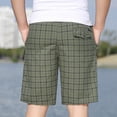 thumbnail image 7 of Aofany Plus Size Mens Casual Shorts Fashion With Zippered Pocket Elastic Waist Beach Shorts Cotton Comfy Plaid Short Pant, 7 of 7