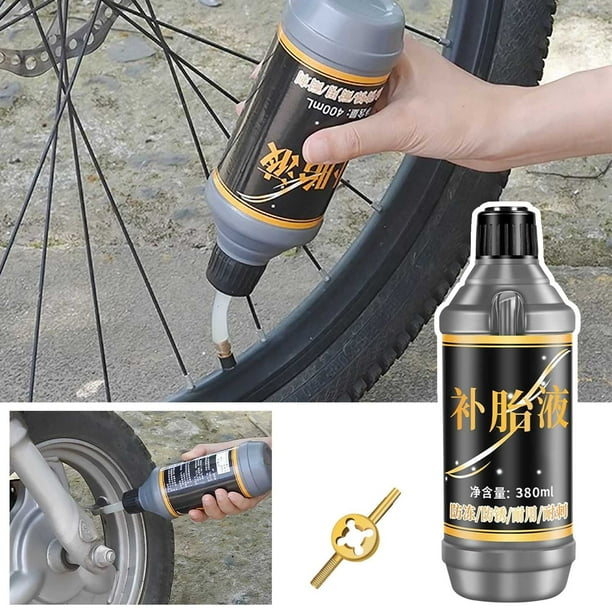 Líquido para reparación de neumáticos - Adhesivo autosellante de 380 ml para neumáticos de automóvil, moto y bicicleta, reparación rápida de pinchazos, kit de emergencia en carretera (2 botellas)