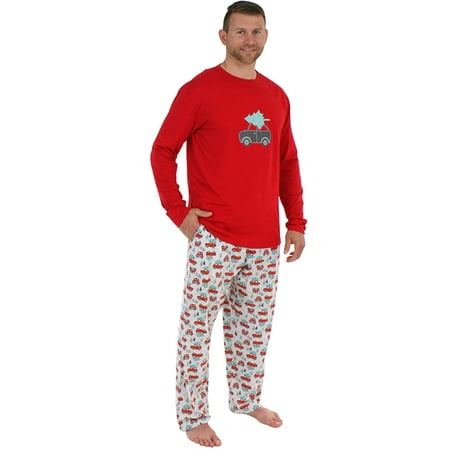 Men Christmas Pajamas Set Tree Print Long Sleeves T-shirts Pants Casual ...