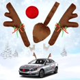 thumbnail image 1 of Decoración navideña de renos de Cars, kit de decoración de Rudolf para disfraz de reno de coche para camioneta, furgoneta, SUV, accesorio navideño de reno Deco con astas de reno marrones, nariz roja y, 1 of 5
