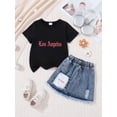 thumbnail image 4 of Shachafan Girls Summer Outfit Fashion Printed T Shirt And Denim Skirt Casual Two Piece Playwear Sweatsuits for Girls, 4 of 4