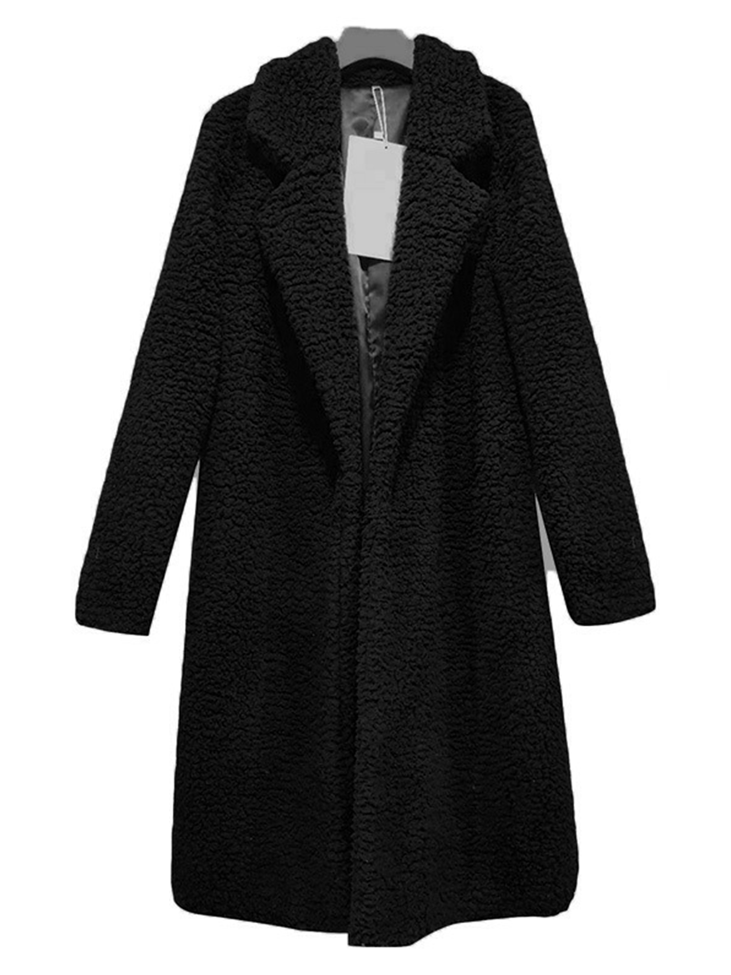 Classic Vintage Women Oversized Winter Warm Fluffy Fleece Long Trench Outwear Jacket Coat Ladies Fashion Borg Long Knee Loose Overcoat Coat Faux Fur Jacket Lapel Outwear Outfit - image 1 of 3