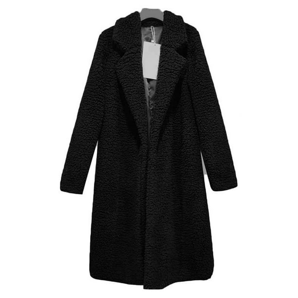 Women Long Midi Open Front Coat Outwear Fleece Fluffy Coat Jackets ...