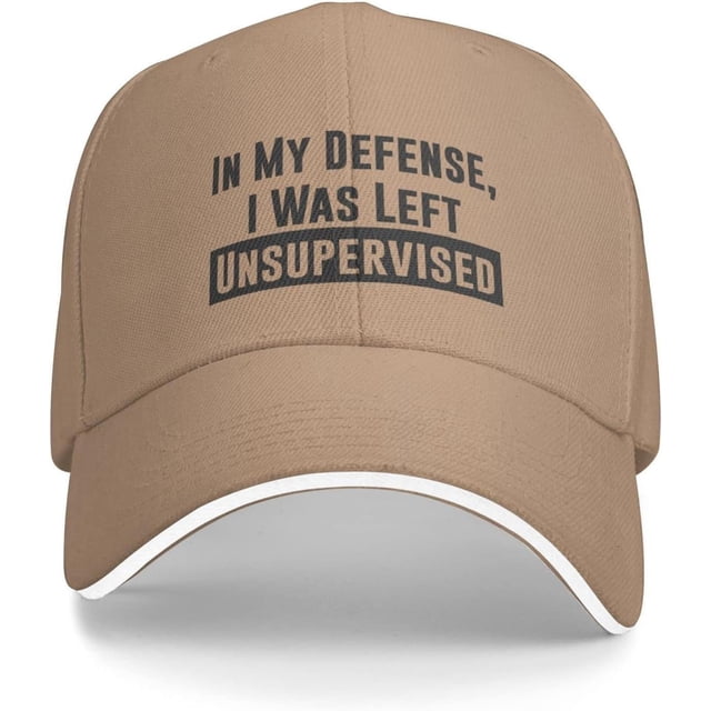 in My Defense I was Left for Unsupervised Baseball Cap Gavin Funny Trucker Hat Fun Snapback Black