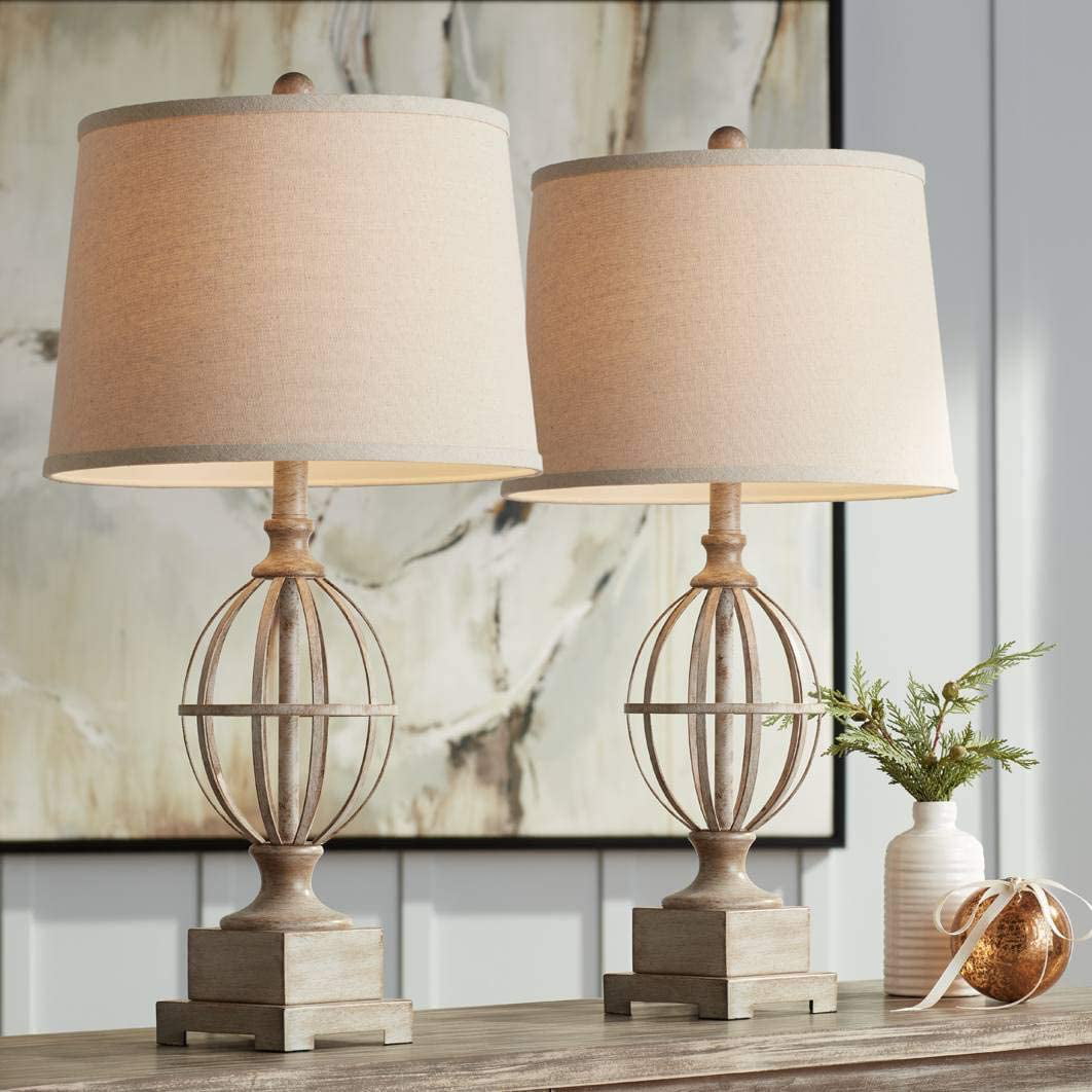 Sloan Modern Farmhouse Table Lamps Set, Rustic Table Lamps For Bedroom