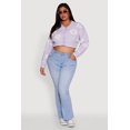 thumbnail image 3 of Women's Plus Size Flower Tufted Knit Cropped Cardigan, 3 of 5
