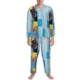 thumbnail image 3 of Salouo Prague Ratter Dog in Bathtub Print Button-Front Long Sleeve Pajama Set for Men, Soft 2Pjs Men's Long Sleeve Sleepwear-XX-Large, 3 of 7