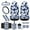 Blue Hibiscus, variant on Yuyamidu 12 PCS Strawberry Car Front Seat Cover Set Bow Steering Wheel Cover Seat Belt Covers Cup Coasters Keychain Armrest Box Mat Waste Bin Air Vent Holder Rearview Mirror Cover Auto Accessories