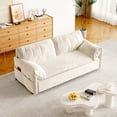 thumbnail image 2 of 63.8" Queen Pull Out Sofa Bed, 3-in-1 Convertible Sleeper Sofa with Side Storage,Multi-Functional Velvet Loveseat Bed for Living Room,Bedroom,Apartment,Office,Beige, 2 of 9