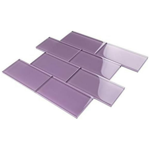 Tenedos Purple Rain 3x6 Glass Subway Wall Tile for Kitchen Backsplash, Bathroom, Shower, Accent Walls & Pool (Box of 40 Tiles, Covers 5 Sq Ft)