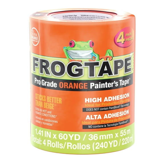 FrogTape Pro Grade Orange 1.41 in. x 60 yd. Painters Tape, 4 Pack, 240 Yards Total