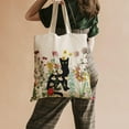 thumbnail image 6 of Black Cat Canvas Tote Bag with Zipper Pockets Vintage Flowers Cute Tote Bag Aesthetic Reusable Shopping Grocery Bags Birthday Gifts for Women, 6 of 7