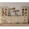 thumbnail image 6 of WAMPAT Farmhouse Entertainment Center with Bookshelf for TVs up to 75",Mid Century Modern TV Stand with 73"H Tall 5-Tier Bookcase with Open Storage and Barn Doors for Living Room,Bedroom,Beige, 6 of 6
