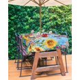 thumbnail image 3 of Fsddascl Yellow Sunflower Outdoor Tablecloth - 60x102 Inch Rectangle Dining Table Cover, Wildflower Vintage Country Oil Painting Waterproof Outdoor Table Cloth with Umbrella Hole & Zipper for Patio, 3 of 7