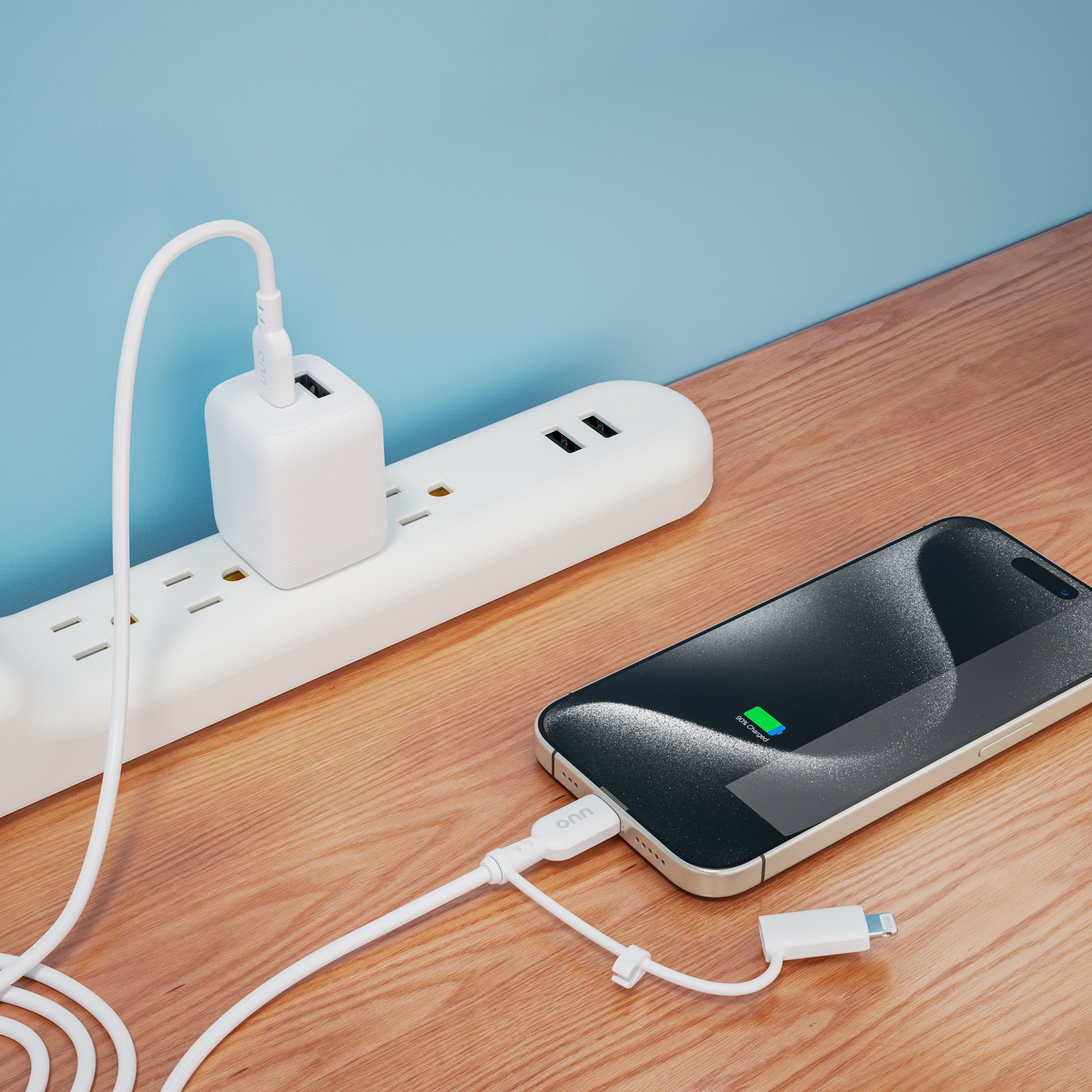 (5 pack) onn 3ft 2-in-1 Charging Cable with USB-C and Lightning Connectors, MFi Certified, White - Compatible with iPhone, Samsung, Pixel, iPad Pro