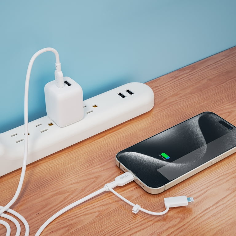 onn 3ft 2-in-1 USB-C and Lightning Charging Cable photo 5