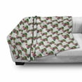 thumbnail image 3 of Vegan Soft Flannel Fleece Blanket, Abstract Raspberries Designed with Triangles Healthy Living Vegan Diet, Cozy Plush for Indoor and Outdoor Use, 50" x 60", Hot Pink Green and White, by Ambesonne, 3 of 6