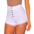thumbnail image 2 of XIMIN Ladies Breathable&nbsp;Shorts Women's Spring/Summer Solid Color High Belt Button Tassel Feet Denim Button Shorts with Pockets Slim Fit Shorts, 2 of 4