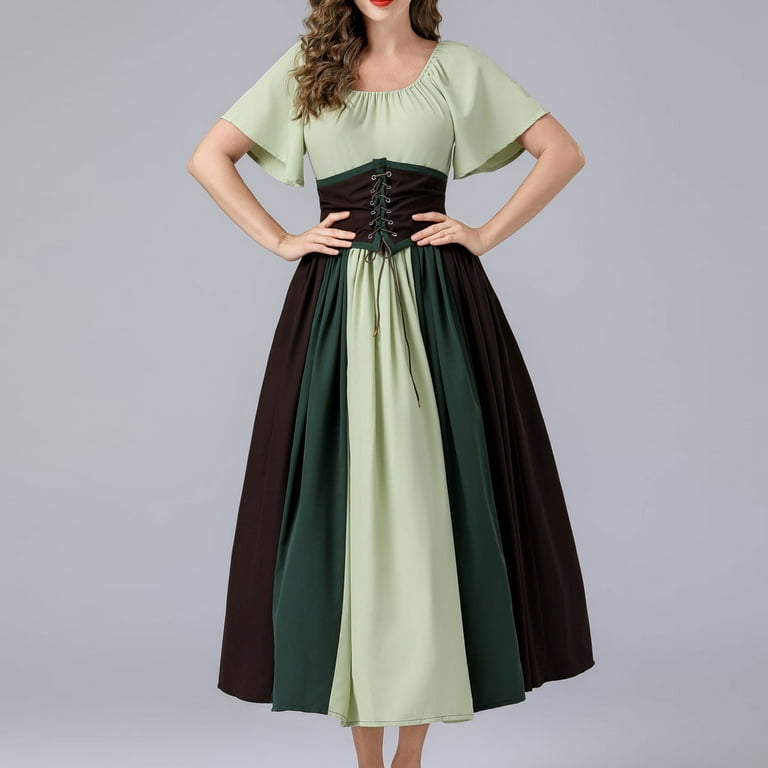 Long Flowy Dresses for Women Women's Medieval Renaissance Dress Gothic  Corset Halloween Costumes Dress Midi Dress for Women S-13 Mint Green 3XL -  Walmart.com
