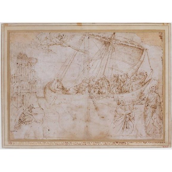 Posterazzi MET338134 Free Copy of Giottos Navicella Recto Copy of Adam in Masaccios Expulsion From the Garden of Eden & Other Figure