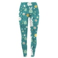 thumbnail image 7 of Women's Easter Rabbit Egg Print Leggings Casual Elastic Waist Pants Green M, 7 of 7