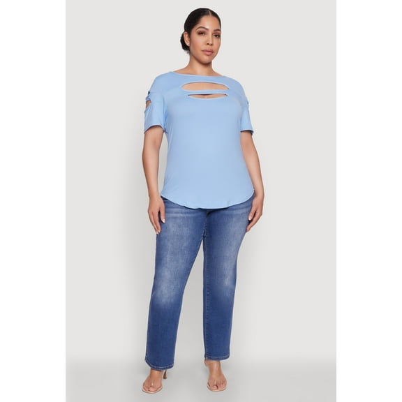 Womens Plus Size Cut Out Tee