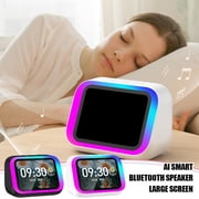 Bluetooth Speaker Alarm Clock - Large Screen Display, FM Radio, Hands-Free Call, Custom Wallpaper, 2000mAh Battery