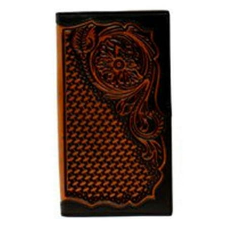 Ariat Men's Rodeo Floral Embossed Black Tan Leather Wallet A3528867
