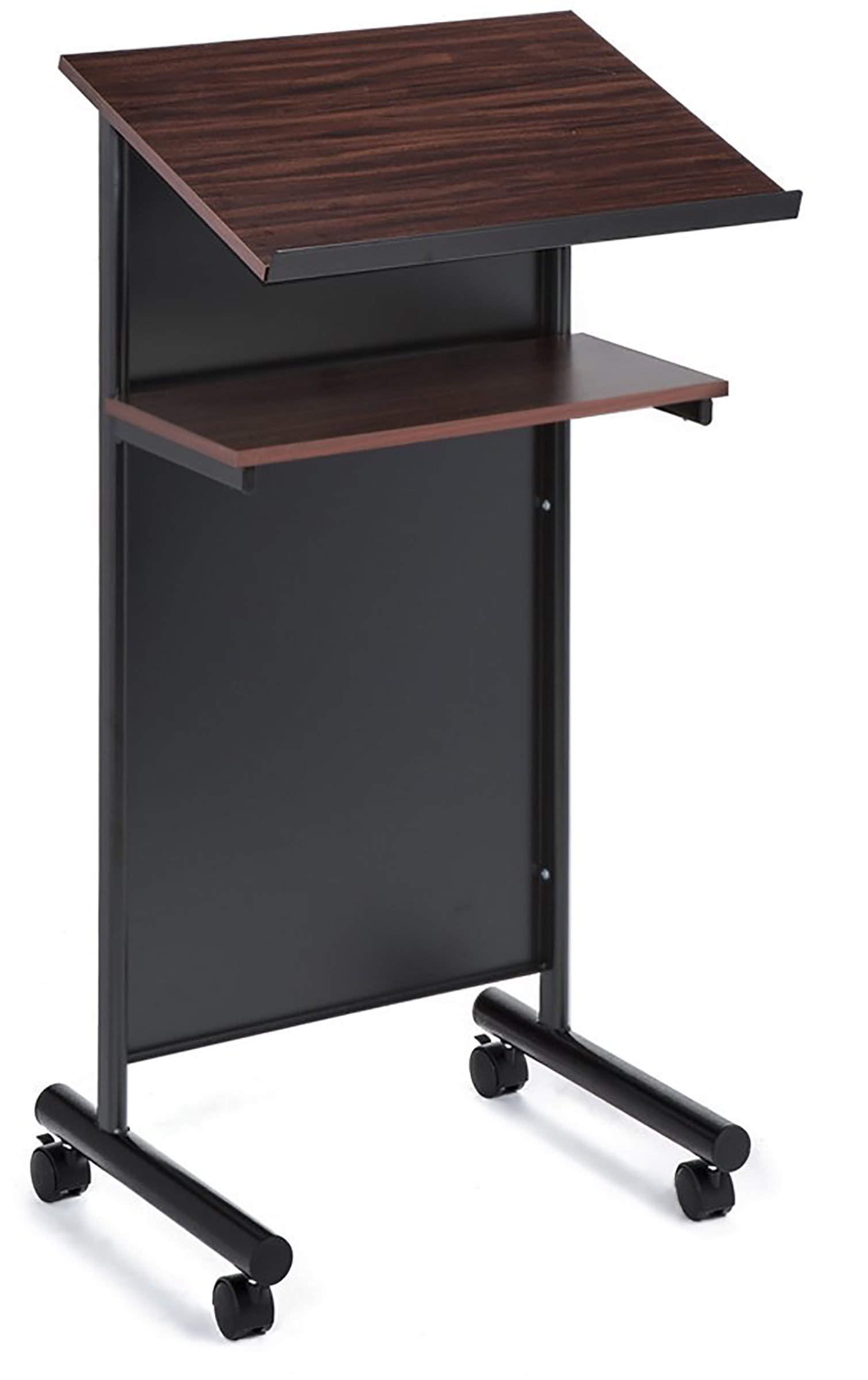 AudioVisual Direct Portable Wheeled Lectern Podium , Cherry & Black