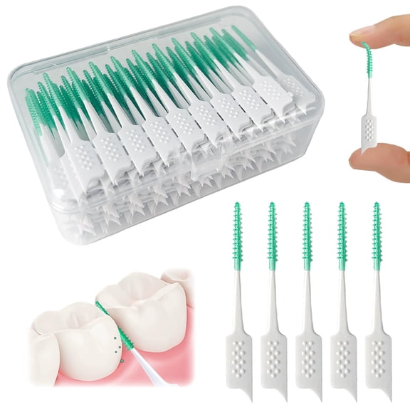 150 Count Dental Floss Picks Soft Silicone Interdental Brush, Braces Brush, Floss Picks for Teeth, Disposable Interdental Brush, Suitable for Cleaning Teeth Health