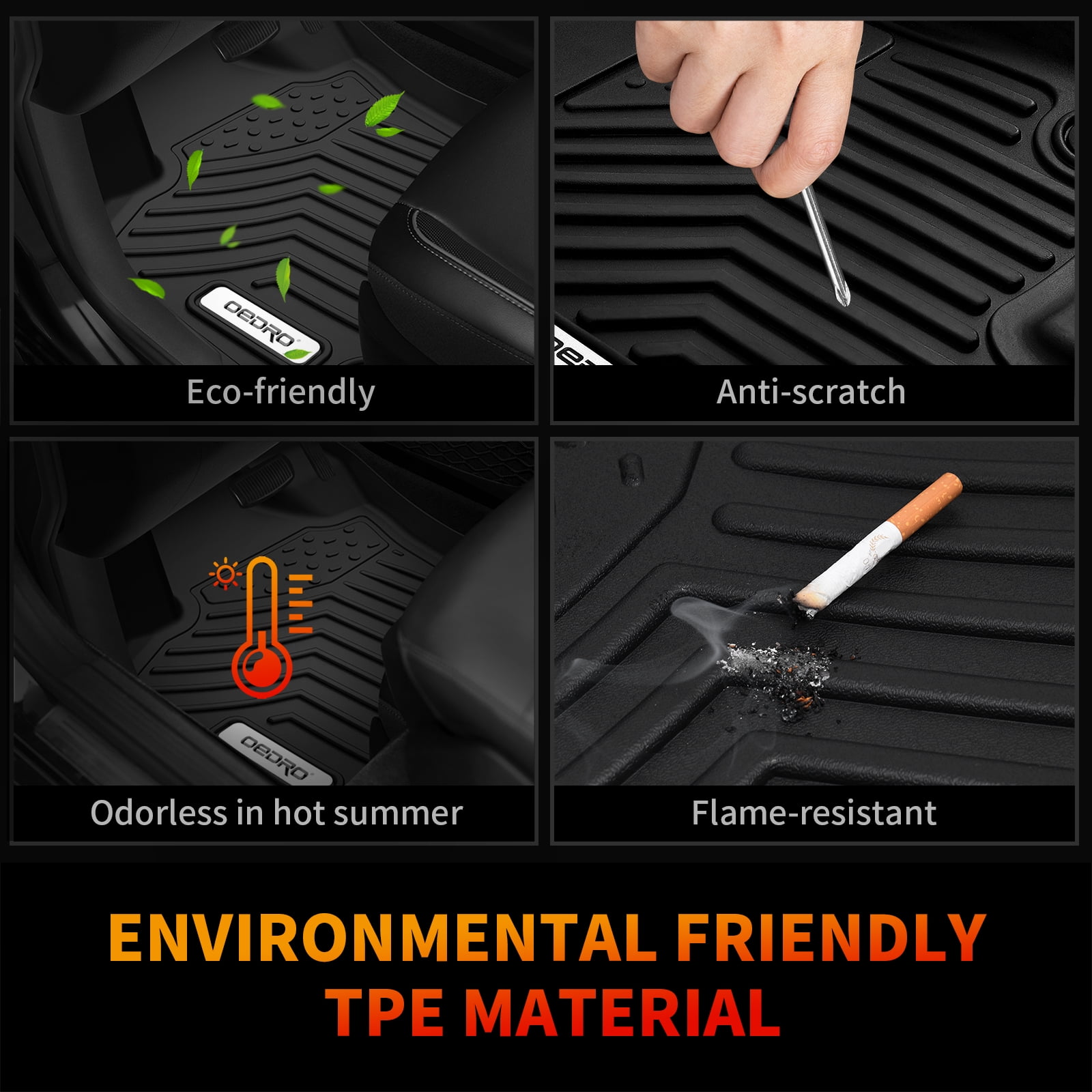 RVNI Floor Mats Custom for Jeep Compass 2017-2023 All Weather TPE 1st+2nd Row mat